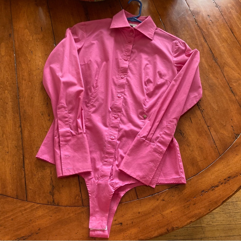 Primo Emporio Pink Button-Up cotton blend Bodysuit size XS-S